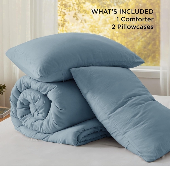 Bedsure Super King Plus Size Comforter Set Grayish Blue Soft Prewashed Bedding